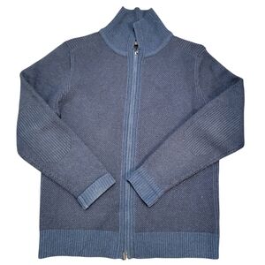 Agave Mens Luxary Lambswool 2 Way Zip Sweater Blue Sz L